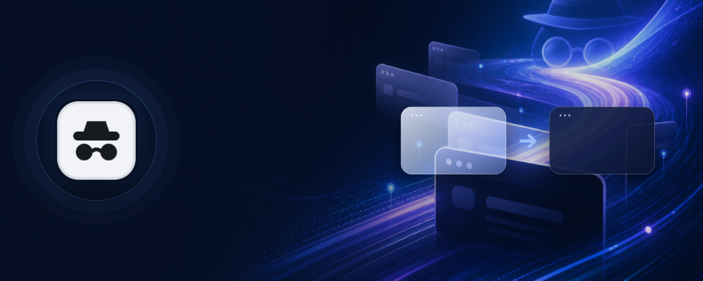 Incognito Switch promotional artwork showing a regular browser window moving into private browsing.