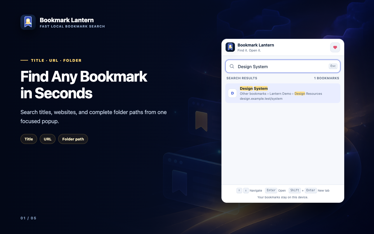 Bookmark Lantern finding a Design System bookmark by title